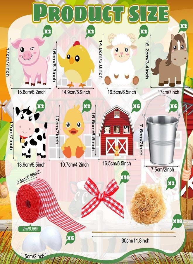 Weekgrat 6 Set Farm Animal Party Decorations Farm Animal Centerpiece Sticks with Metal Buckets Table Toppers Animals Theme Party Baby Shower Farm Birthday Party Supplies - Image 2